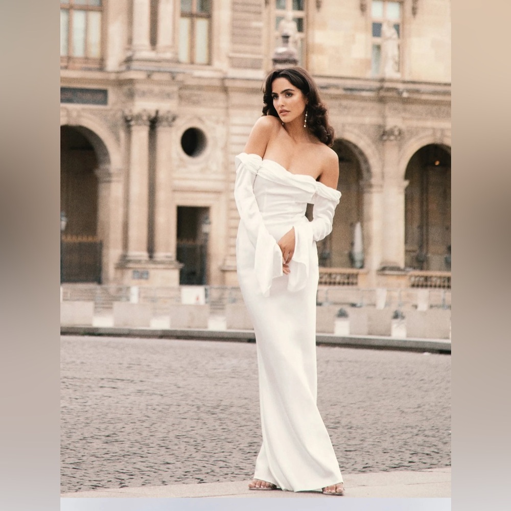 GISELLE Off The Shoulder White Dress